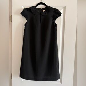 LOFT Black Cap Sleeve Dress with Cutout Scallop Collar